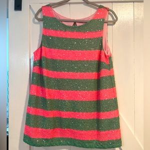 Lilly Pulitzer Pink and Green Sequin Tank Size L